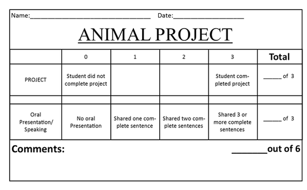 1st grade research project rubric